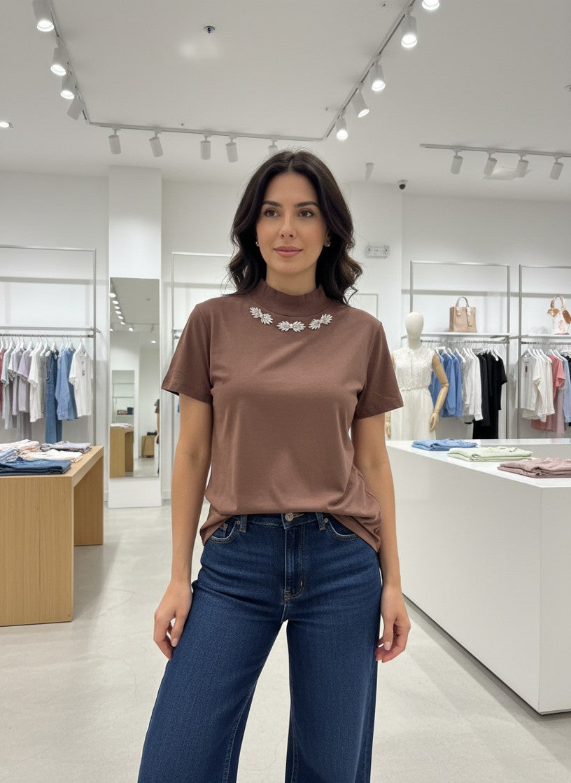POLERA CUELLO ALTO BRILLO